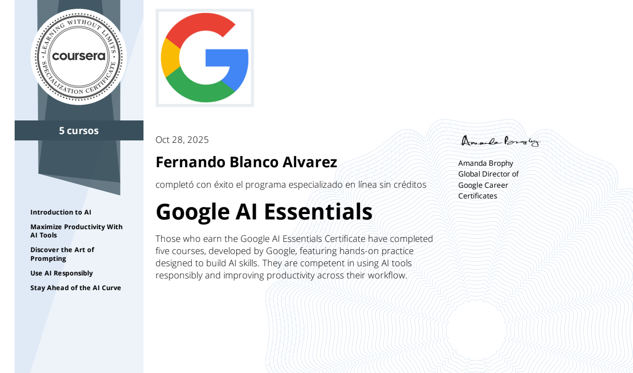 Certificado Google AI Essentials